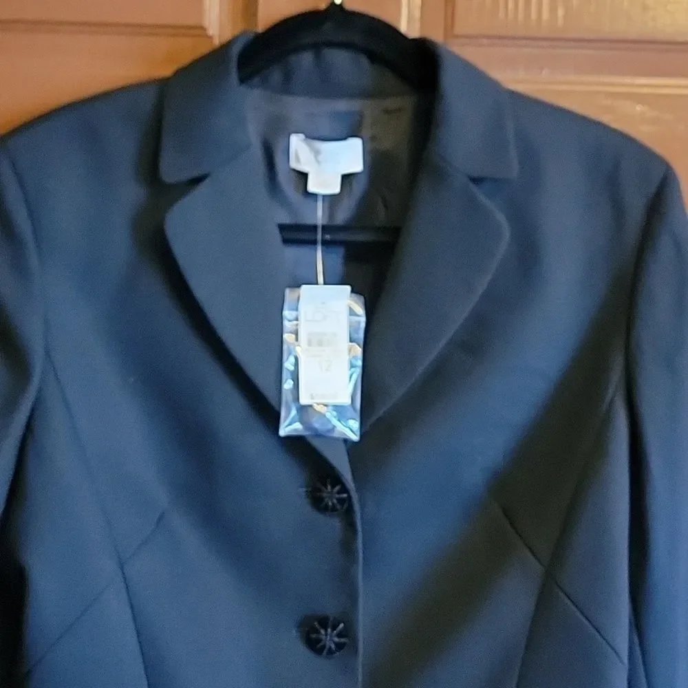 Loft-wool very light blk short blazer with peplum in back Size 12 NWT.